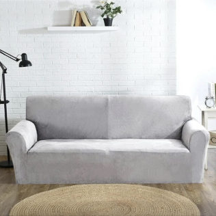 POKROWIEC NA FOTEL KANAPĘ SOFĘ ELASTYCZNY WELUR PREMIUM AKSAMIT 90-140 CM 1OS JASNY SZARY D II 6.1 a