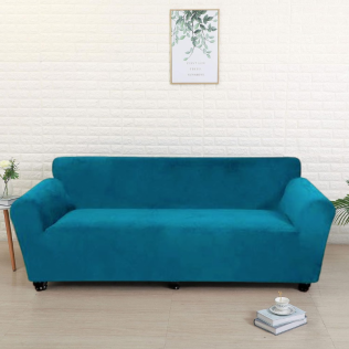 POKROWIEC NA KANAPĘ SOFĘ NAROŻNIK ELASTYCZNY WELUR PREMIUM AKSAMIT 145-185 CM 2 OS TURKUSOWY