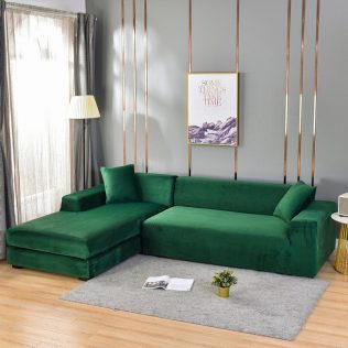 POKROWIEC NA KANAPĘ SOFĘ NAROŻNIK ELASTYCZNY WELUR PREMIUM AKSAMIT 190-230 CM 3OS ZIELONY D II 6.1 a