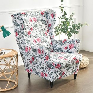 POKROWIEC NA FOTEL USZAK ELASTYCZNY GŁADKI PRINT GRAFIKA VINTAGE KWIATY RÓŻE
