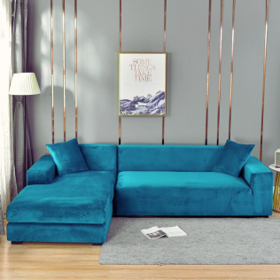 POKROWIEC NA KANAPĘ SOFĘ NAROŻNIK ELASTYCZNY WELUR PREMIUM AKSAMIT 190-230 CM 3OS TURKUSOWY D II 5.3 b