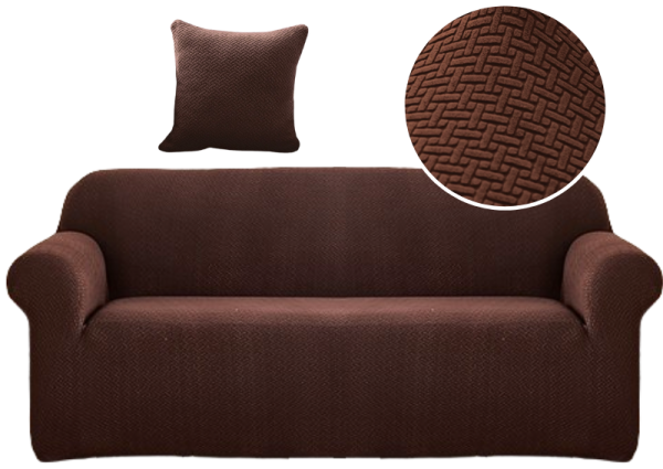 POKROWIEC NA KANAPĘ SOFĘ NAROŻNIK ELASTYCZNY ŻAKARD JODEŁKA PREMIUM 235-300 CM 4OS BRĄZOWY