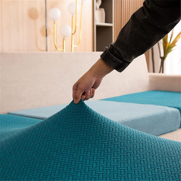POKROWIEC NA FOTEL KANAPĘ SOFĘ ELASTYCZNY ŻAKARD JODEŁKA PREMIUM 90-140 CM 1OS TURKUSOWY - obrazek 4