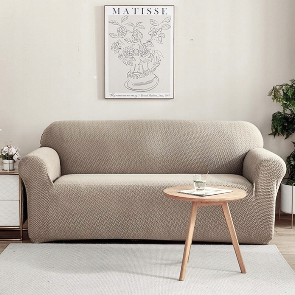 POKROWIEC NA KANAPĘ SOFĘ NAROŻNIK ELASTYCZNY ŻAKARD JODEŁKA PREMIUM 235-300 CM 4 OS BEŻOWY - obrazek 11
