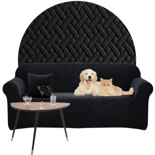 POKROWIEC NA KANAPĘ SOFĘ NAROŻNIK ELASTYCZNY ŻAKARD JODEŁKA PREMIUM 190-230 CM 3OS CZARNY