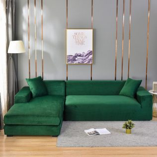 POKROWIEC NA KANAPĘ SOFĘ NAROŻNIK ELASTYCZNY WELUR PREMIUM AKSAMIT 190-230 CM 3OS ZIELONY D II 6.1 a