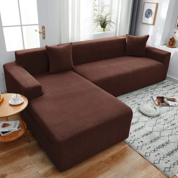 POKROWIEC NA KANAPĘ SOFĘ NAROŻNIK ELASTYCZNY ŻAKARD JODEŁKA PREMIUM 235-300 CM 4OS BRĄZOWY - obrazek 5