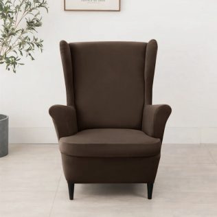 POKROWIEC NA FOTEL USZAK WELUR PREMIUM AKSAMIT ELASTYCZNY BRĄZOWY