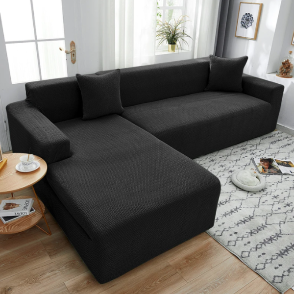 POKROWIEC NA KANAPĘ SOFĘ NAROŻNIK ELASTYCZNY ŻAKARD JODEŁKA PREMIUM 235-300 CM 4 OS CZARNY - obrazek 8