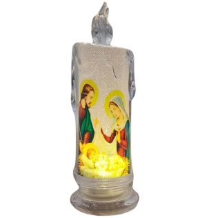 ZNICZ LED 18,5 CM MARYJA JÓZEF JEZUS ŚWIĘTA RODZINA ŚWIECA ŚWIECZKA BATERIE