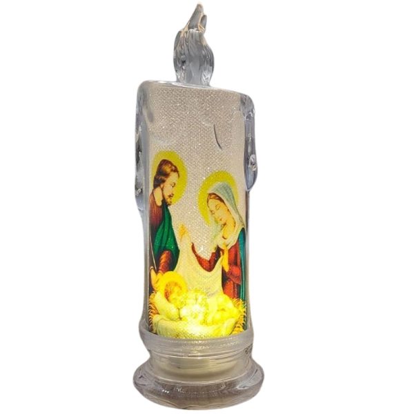 ZNICZ LED 18,5 CM MARYJA JÓZEF JEZUS ŚWIĘTA RODZINA ŚWIECA ŚWIECZKA BATERIE