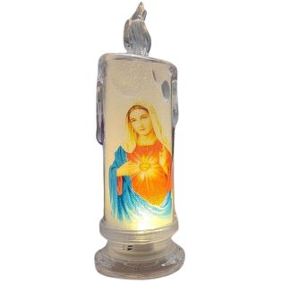 ZNICZ LED 18,5 CM MATKA BOSKA Z SERCEM ŚWIECA ŚWIECZKA PRZENOŚNA BATERIE