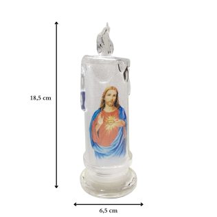 ZNICZ LED 18,5 CM JEZUS Z SERCEM ŚWIECA ŚWIECZKA LAMPKA PRZENOŚNA BATERIE