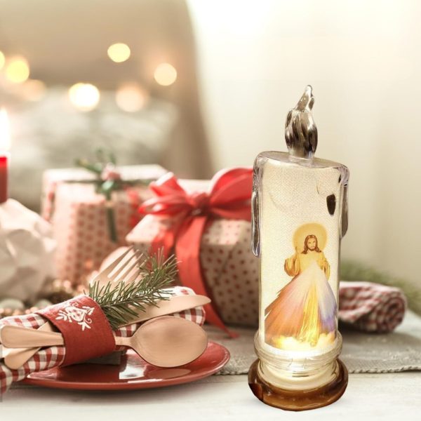 ZNICZ LED 18,5 CM JEZUS ŚWIECA ŚWIECZKA LAMPA LAMPKA PRZENOŚNA BATERIE - obrazek 4