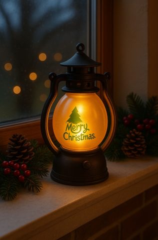 LATARENKA LED MERRY CHRISTMAS CZARNA OZDOBA ŚWIĄTECZNA DEKORACJA LAMPION