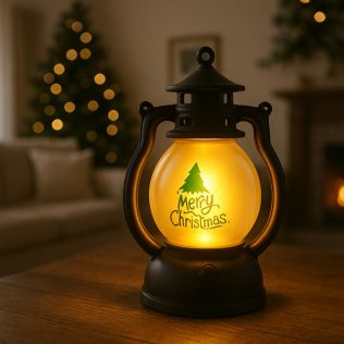 LATARENKA LED MERRY CHRISTMAS CZARNA OZDOBA ŚWIĄTECZNA DEKORACJA LAMPION