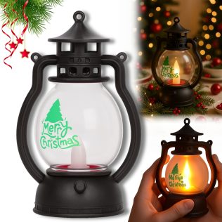 LATARENKA LED MERRY CHRISTMAS CZARNA OZDOBA ŚWIĄTECZNA DEKORACJA LAMPION