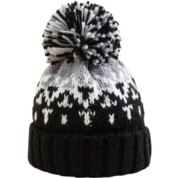 CZAPKA ZIMOWA DAMSKA Z POMPONEM BEANIE OCIEPLANA NA ZIMĘ CZARNA - obrazek 3
