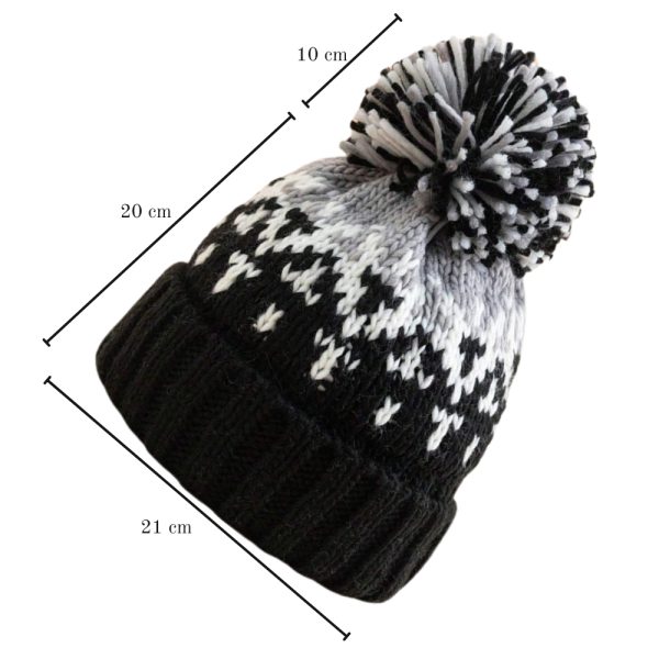CZAPKA ZIMOWA DAMSKA Z POMPONEM BEANIE OCIEPLANA NA ZIMĘ CZARNA - obrazek 5