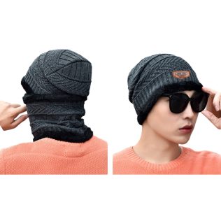 CZAPKA ZIMOWA BEANIE KOMIN OCIEPLANY DAMSKI MĘSKI CIEPŁY KOMPLET NA ZIMĘ