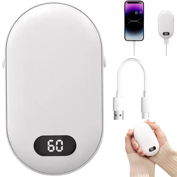 ELEKTRYCZNY OGRZEWACZ DO RĄK POWER BANK 2W1 USB PODGRZEWACZ DŁONI BIAŁY