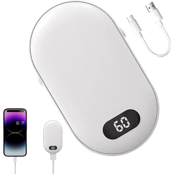 ELEKTRYCZNY OGRZEWACZ DO RĄK POWER BANK 2W1 USB PODGRZEWACZ DŁONI BIAŁY - obrazek 9