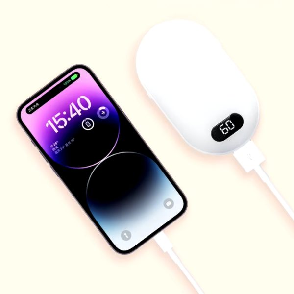 ELEKTRYCZNY OGRZEWACZ DO RĄK POWER BANK 2W1 USB PODGRZEWACZ DŁONI BIAŁY - obrazek 4