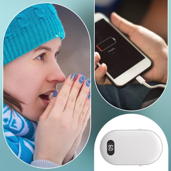 ELEKTRYCZNY OGRZEWACZ DO RĄK POWER BANK 2W1 USB PODGRZEWACZ DŁONI BIAŁY - obrazek 5