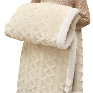 MIĘKKI KOC NARZUTA PLED NA ŁÓŹKO BARANEK SHERPA CIEPŁY 160X220 GRUBY DWUSTRONNY