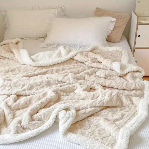 MIĘKKI KOC NARZUTA PLED NA ŁÓŹKO BARANEK SHERPA CIEPŁY 160X220 GRUBY DWUSTRONNY - obrazek 4