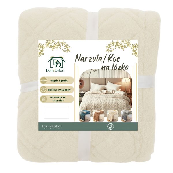 MIĘKKI KOC NARZUTA PLED NA ŁÓŹKO BARANEK SHERPA CIEPŁY 160X220 GRUBY DWUSTRONNY - obrazek 10