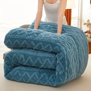 KOŁDRA CIEPŁA ZIMOWA PUSZYSTA 180X220 GRUBY KOC DWUSTRONNY BARANEK 4,7 KG TURKUSOWA