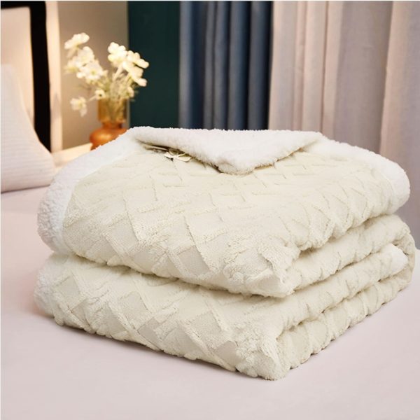 MIĘKKI KOC NARZUTA PLED NA ŁÓŹKO BARANEK SHERPA CIEPŁY 160X220 GRUBY DWUSTRONNY - obrazek 9