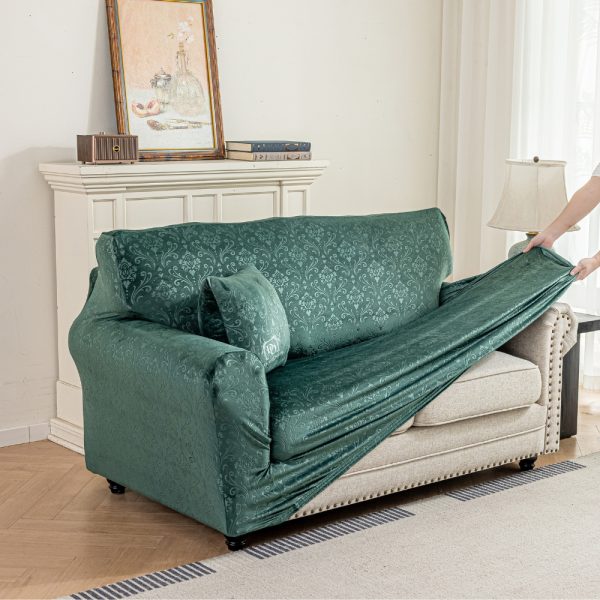 POKROWIEC NA KANAPĘ SOFĘ NAROŻNIK WELUR TŁOCZONY ORNAMENT PREMIUM 145-185CM - obrazek 7