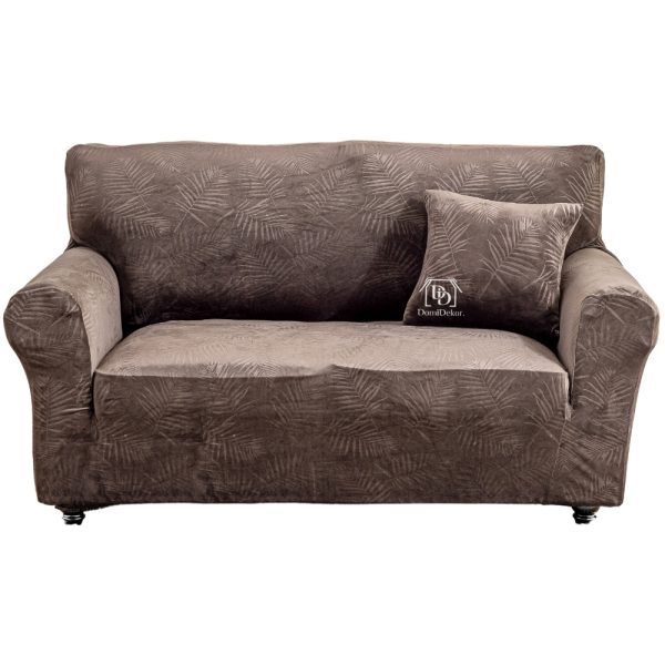 POKROWIEC NA KANAPĘ SOFĘ NAROŻNIK WELUR PREMIUM PALMOWE LIŚCIE 145-185CM - obrazek 3