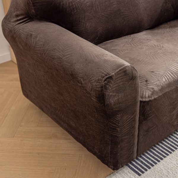 POKROWIEC NA KANAPĘ SOFĘ NAROŻNIK WELUR PREMIUM PALMOWE LIŚCIE 145-185CM - obrazek 6