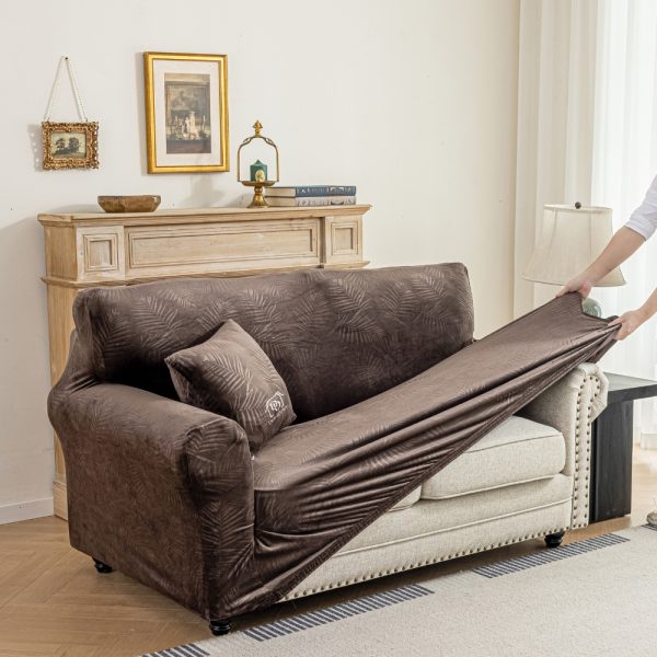 POKROWIEC NA KANAPĘ SOFĘ NAROŻNIK WELUR PREMIUM PALMOWE LIŚCIE 145-185CM - obrazek 7