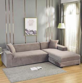 POKROWIEC NA NAROŻNIK KANAPĘ SOFĘ WELUR PREMIUM AKSAMIT PRAWY 2+2OS BEŻOWY