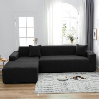 POKROWIEC NA NAROŻNIK KANAPĘ SOFĘ ŻAKARD JODEŁKA LEWY PREMIUM 3+3OS CZARNY