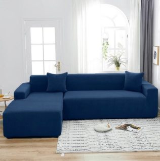POKROWIEC NA NAROŻNIK KANAPĘ SOFĘ ŻAKARD JODEŁKA LEWY PREMIUM 3+3OS GRANATOWY
