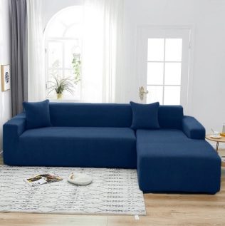 POKROWIEC NA NAROŻNIK KANAPĘ SOFĘ ŻAKARD JODEŁKA PRAWY PREMIUM 3+3OS GRANATOWY