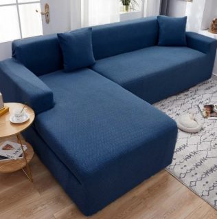 POKROWIEC NA NAROŻNIK KANAPĘ SOFĘ ŻAKARD JODEŁKA LEWY PREMIUM 3+3OS GRANATOWY