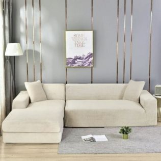 POKROWIEC NA NAROŻNIK KANAPĘ SOFĘ WELUR PREMIUM AKSAMIT LEWY 3+3OS KREMOWY