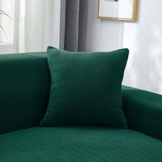 POKROWIEC NA KANAPĘ SOFĘ NAROŻNIK ELASTYCZNY ŻAKARD JODEŁKA PREMIUM 145-185 CM 2 OS CIEMNY ZIELONY