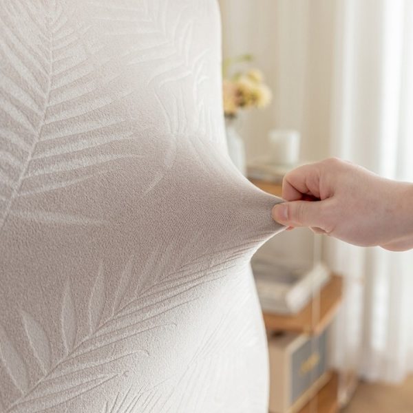 ZESTAW 6 SZT POKROWIEC NA KRZESŁO WELUR WYDŁUŻONY KRZESŁA WELUROWY BEŻ XXL - obrazek 2