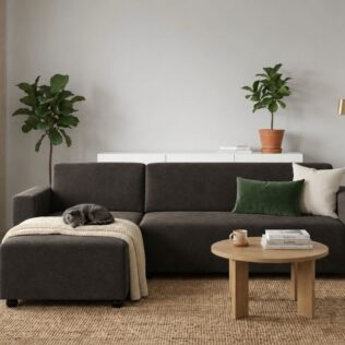 POKROWIEC NA NAROŻNIK KANAPĘ SOFĘ WELUR PREMIUM AKSAMIT LEWY 3+3OS KAWA PALONA