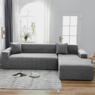 POKROWIEC NA NAROŻNIK KANAPĘ SOFĘ ŻAKARD JODEŁKA PRAWY PREMIUM 3+3OS CIEMNY SZARY