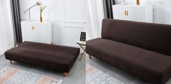 POKROWIEC NA WERSALKĘ SOFĘ ELASTYCZNY ŻAKARD JODEŁKA PREMIUM 190-210 CM CZEKOLADOWY BRĄZ - obrazek 3