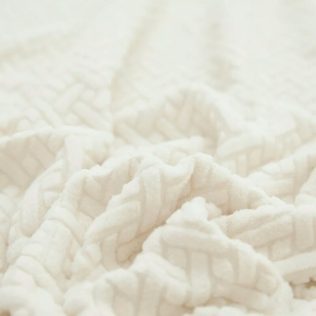 POKROWIEC NA PODNÓŻEK PUF ELASTYCZNY ŻAKARD JODEŁKA OEKO TEX KREMOWY
