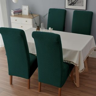 POKROWIEC NA KRZESŁO ŻAKARD JODEŁKA PREMIUM ELASTYCZNY ANTYPOŚLIZGOWY CIEMNY ZIELONY